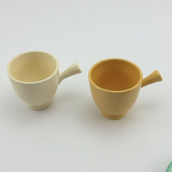2 Vtg Fiesta Demitasse Cups Saucers Homer Laughlin Stick Handle Mix-and-Match - Picture 5 of 10
